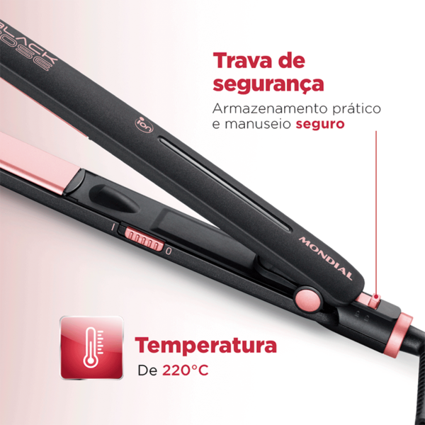 Chapinha / Prancha P-27 Black Rose Bivolt - MONDIAL